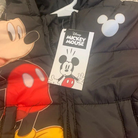 Disney Mickey Mouse Red and Black Kids Puffer Coat - Picture 4 of 5
